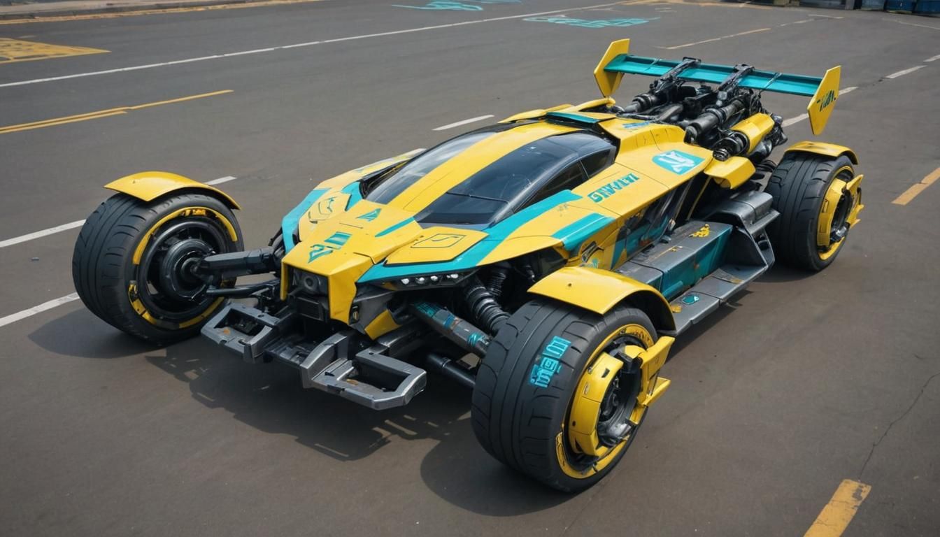 Futuristic Cyberpunk Vehicle in Decal Style