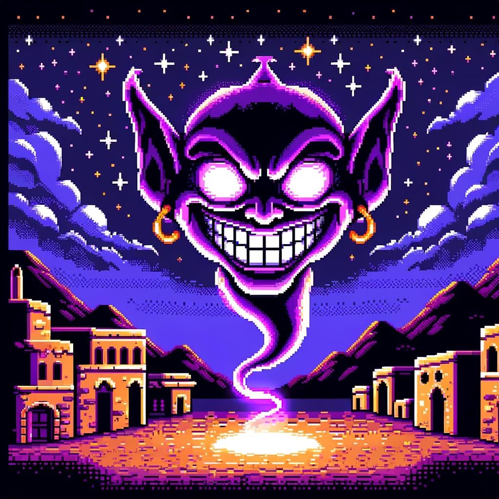 Evil Djinn in Retro SNES Pixel Art Style
