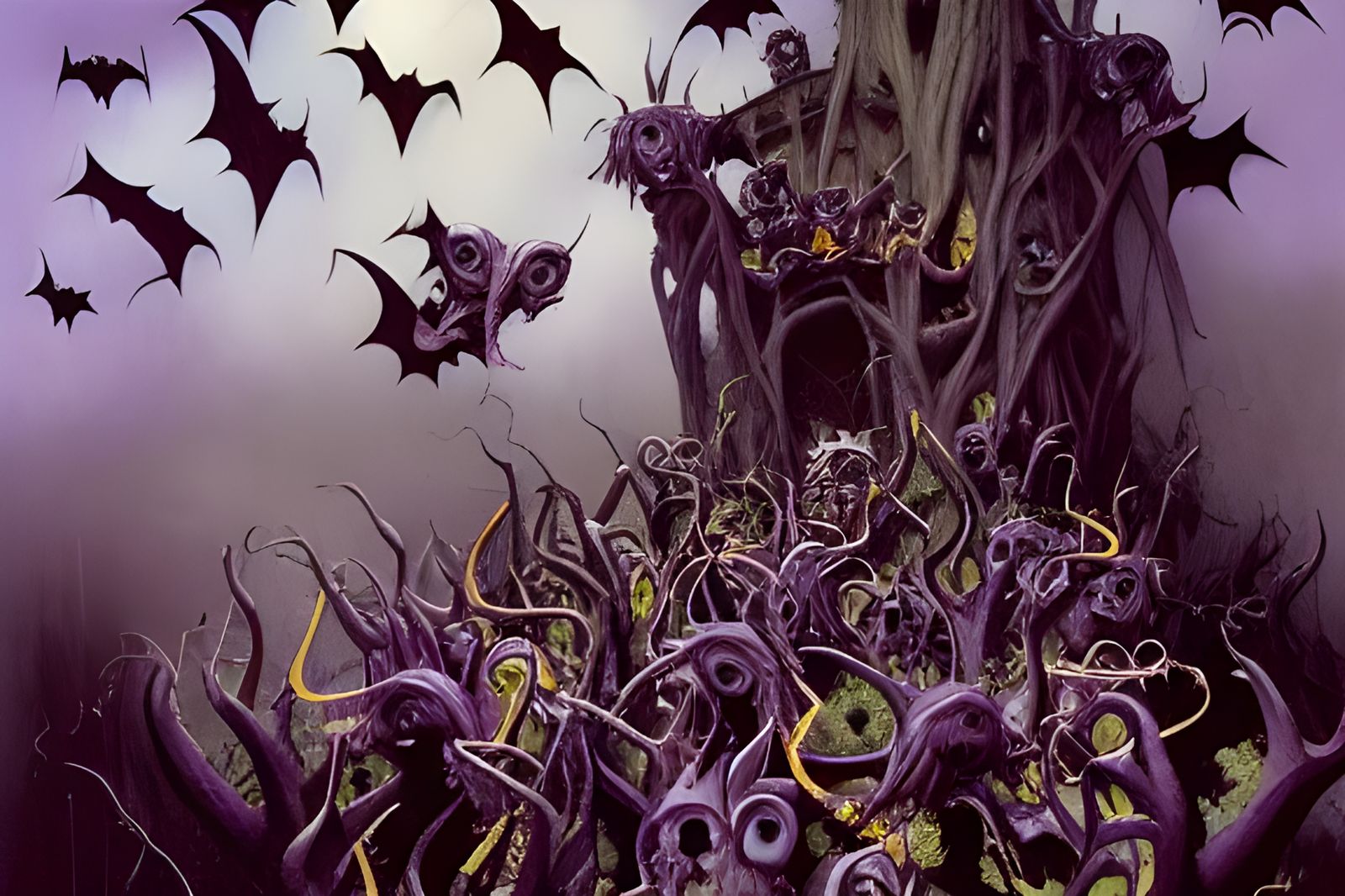 Fantasy Horror Bat Country in Biopunk Style