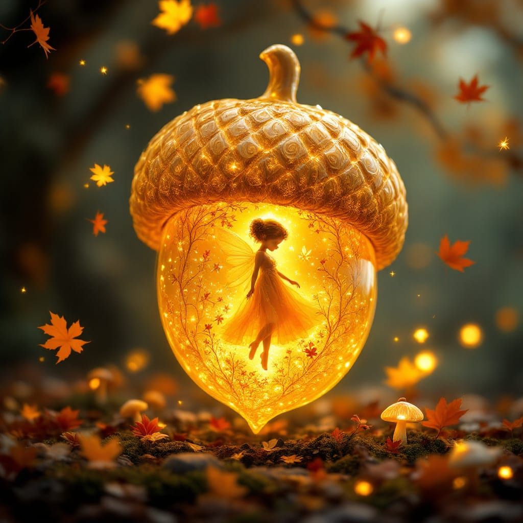 Luminous Acorn Fairy: A Whimsical Fantasy