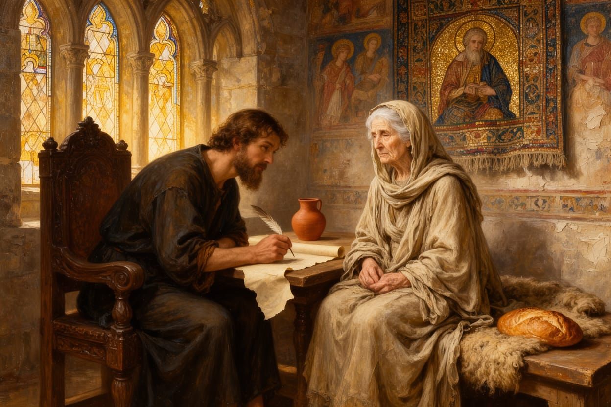 Saint Luke Captures Gospel Wisdom from the Virgin Mary, Pre-...