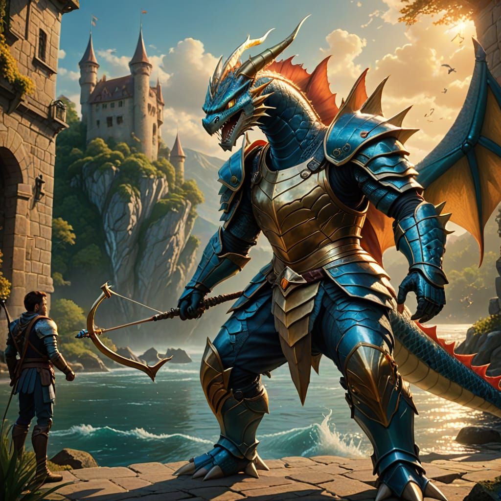 Knight and Gyarados in Majestic Fantasy Adventure