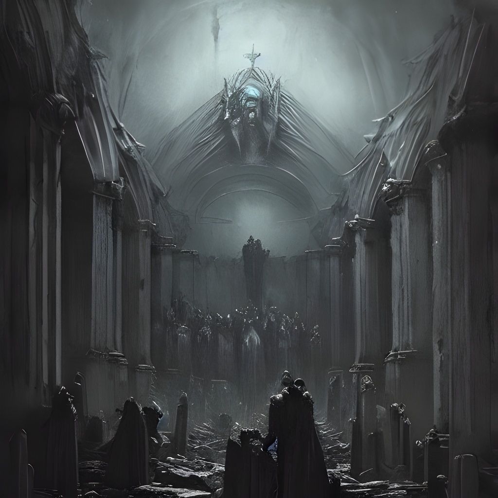 Dark Necropolis in Gothic Horror Style