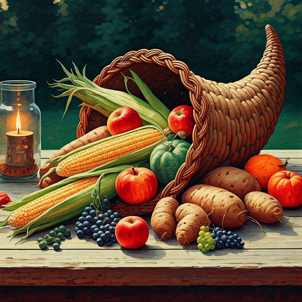 Norman Rockwell Style Autumn Harvest Picnic