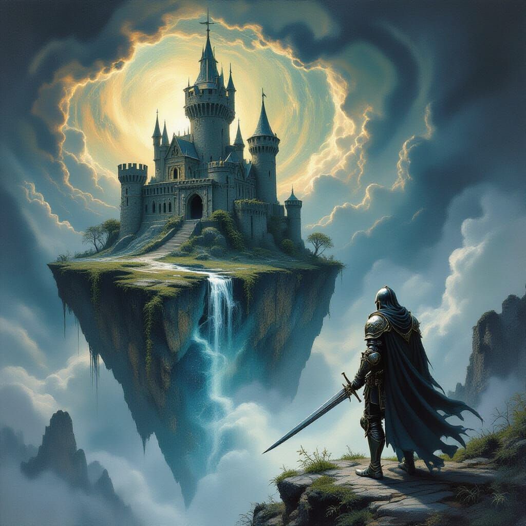 Knight Before Stardust Castle on Floating Island