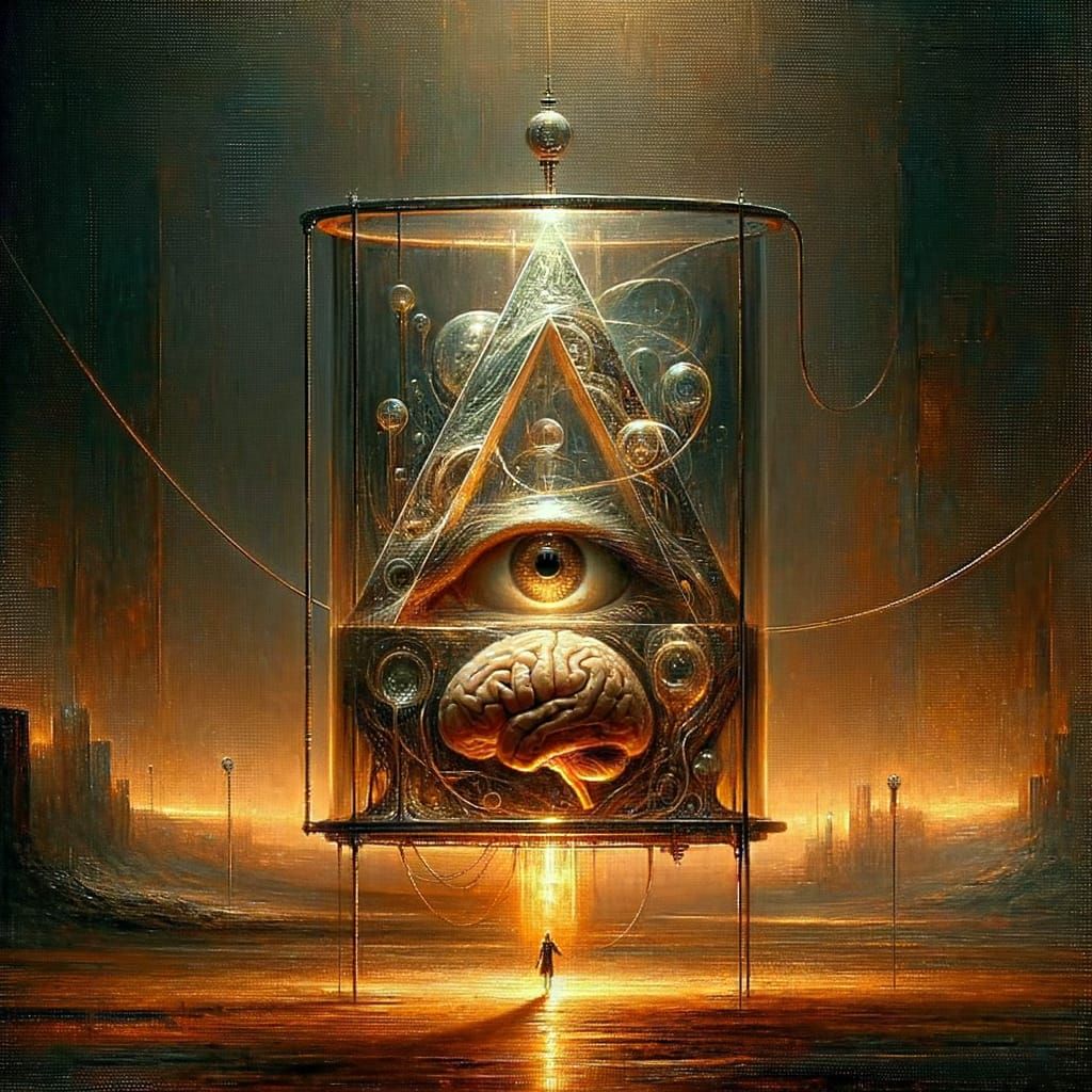 Suspenseful Dark Fantasy Scene with Bio-Luminescent Glass Ar...