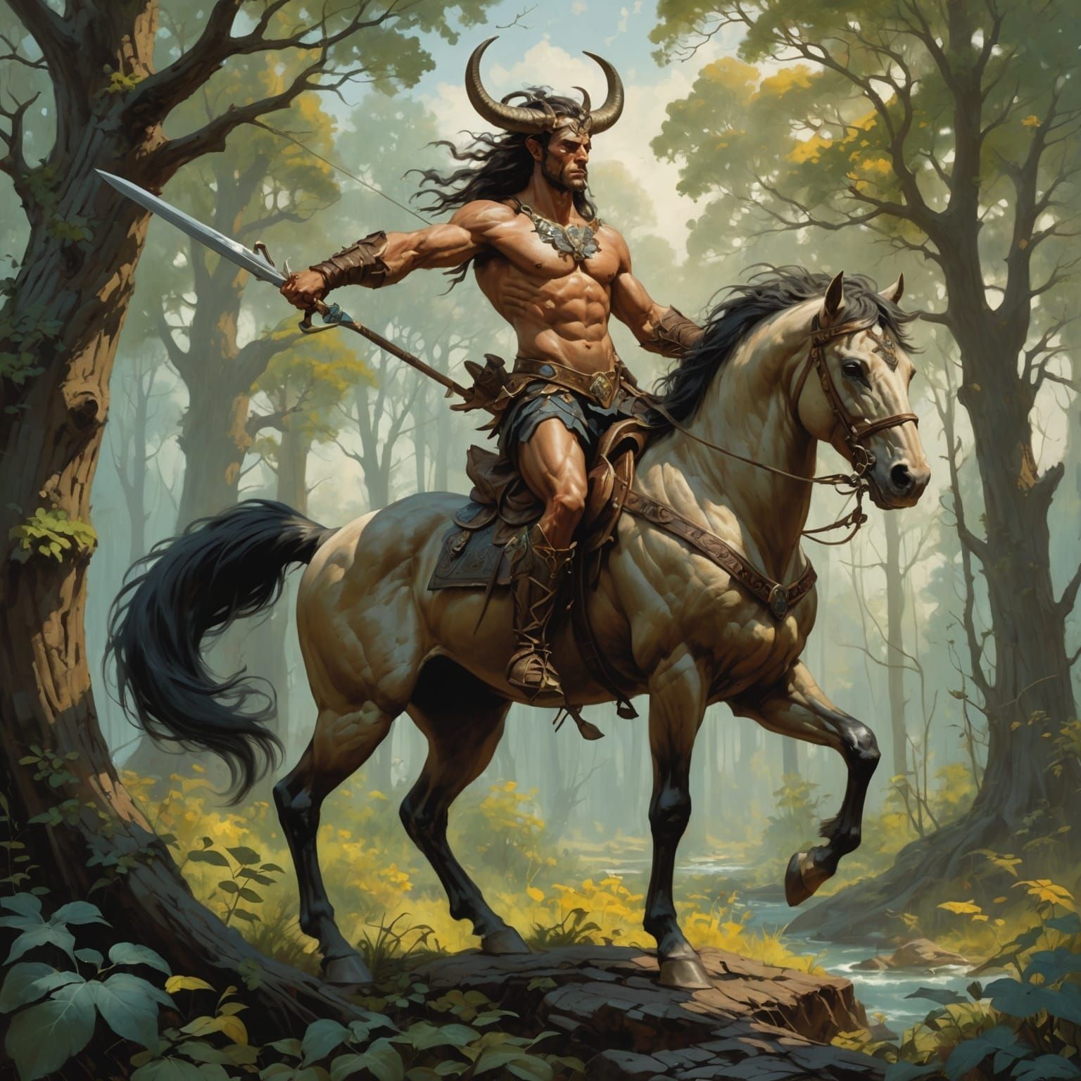 Powerful Centaur in Acrylic Painting Style
