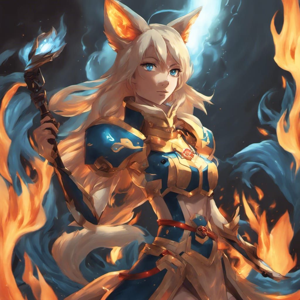 Armored Fox-Girl with Blue Flames: Anime Key Visual