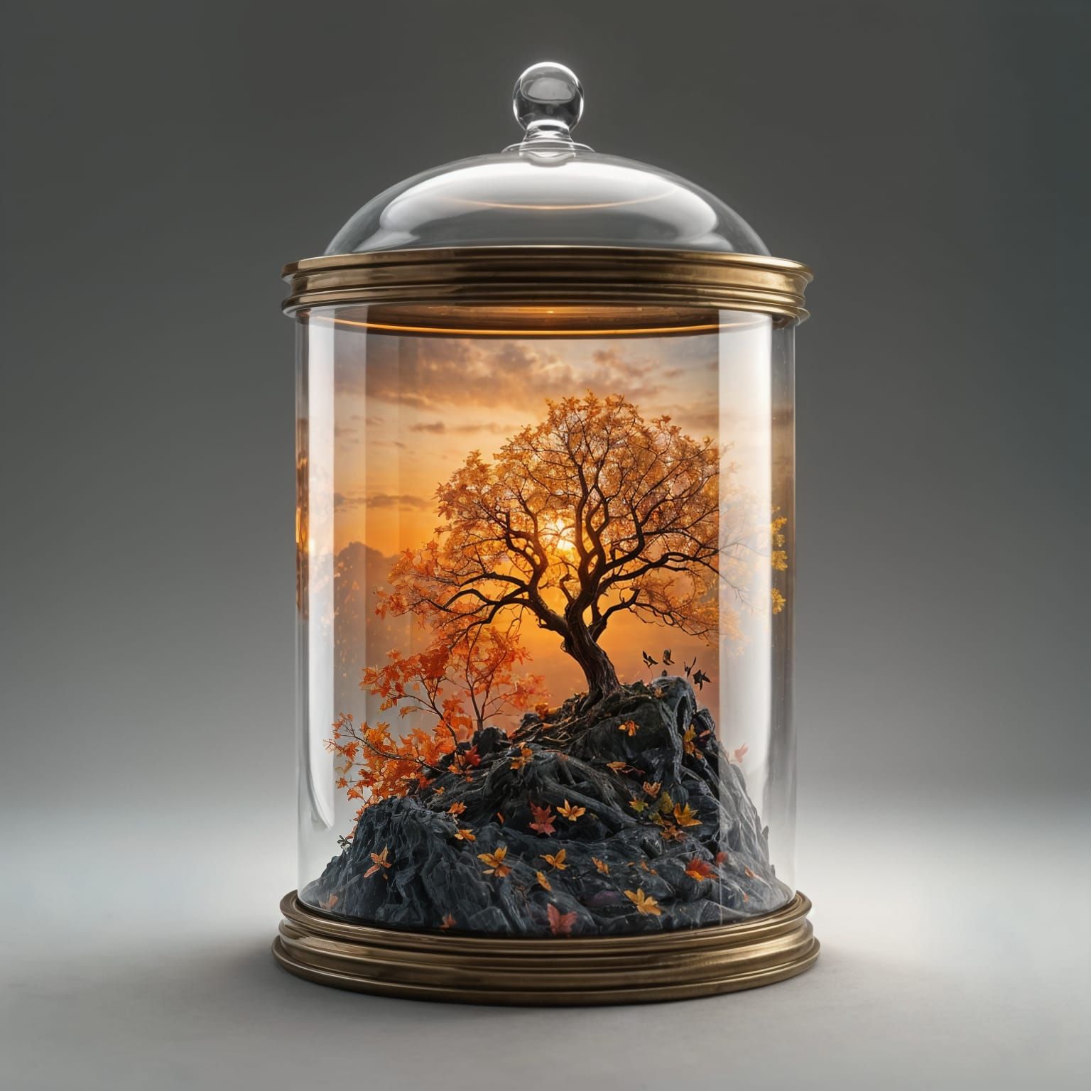 Ethereal Autumn Sunset in Nested Glass Boxes