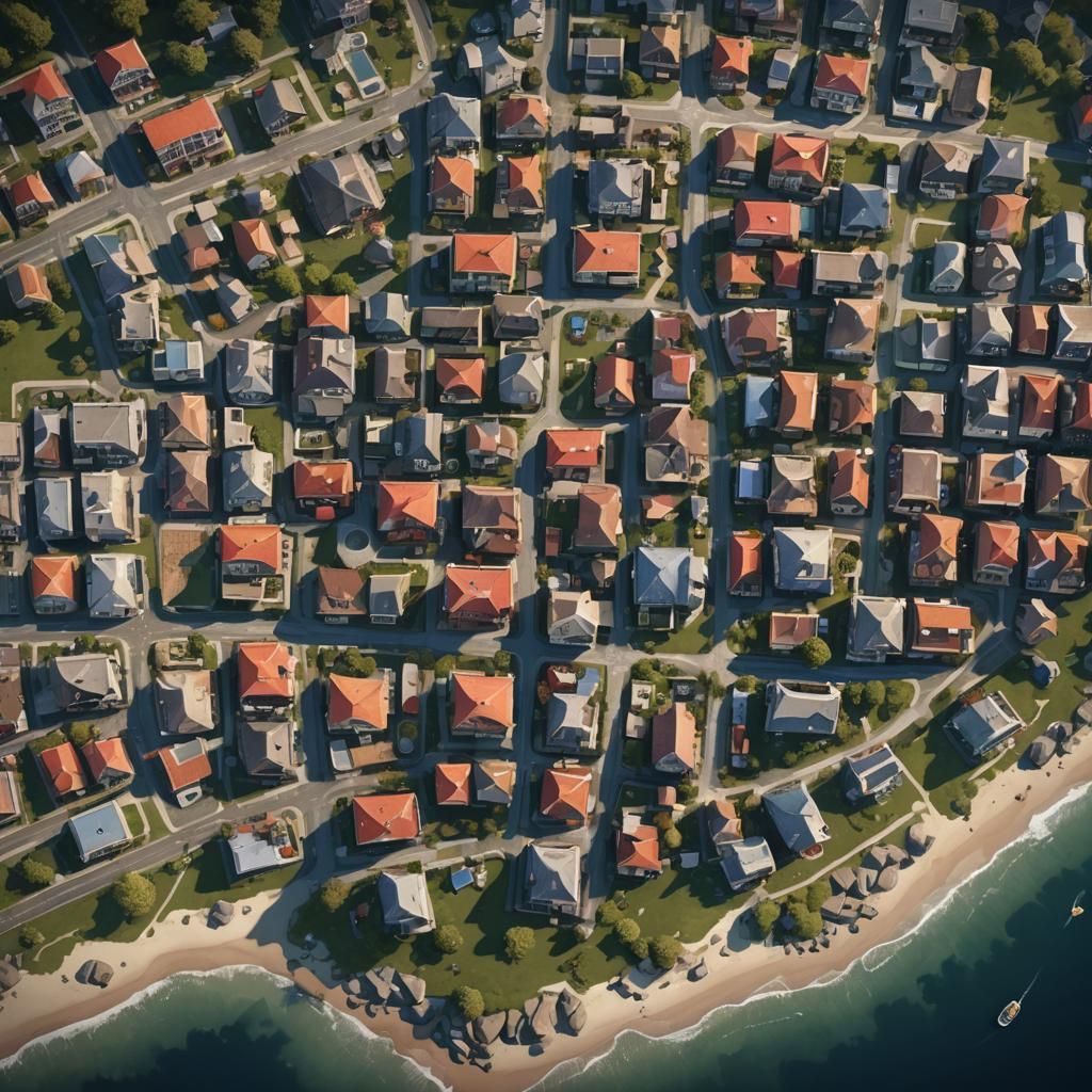 Overhead DND Map of Coastal Town in Matte Painting Style