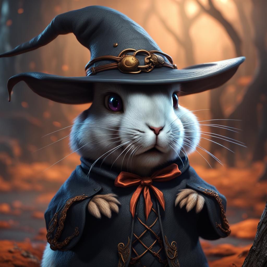 Bunny in Witch Hat: Fantasy Concept Art