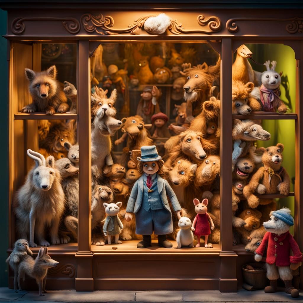Claymation characters of various stuffed animals and toys co...