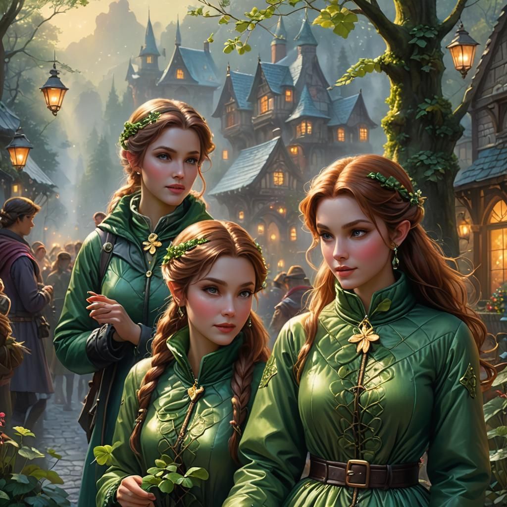 Beautiful and stunning fairy-like women, all wearing shiny nylon puffer down jackets and a very tiny lucky...