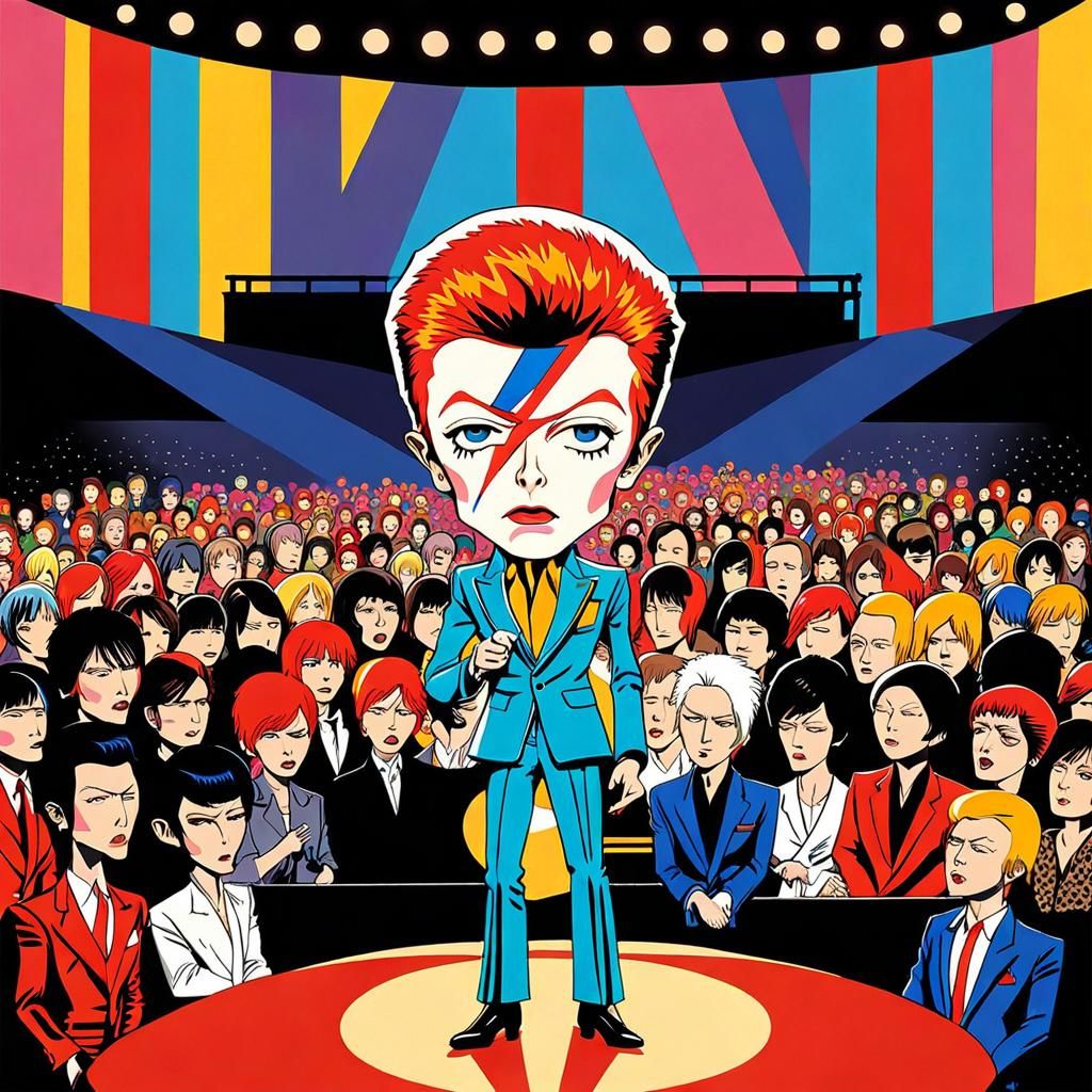 David Bowie as Ziggy Stardust in Chibi Style