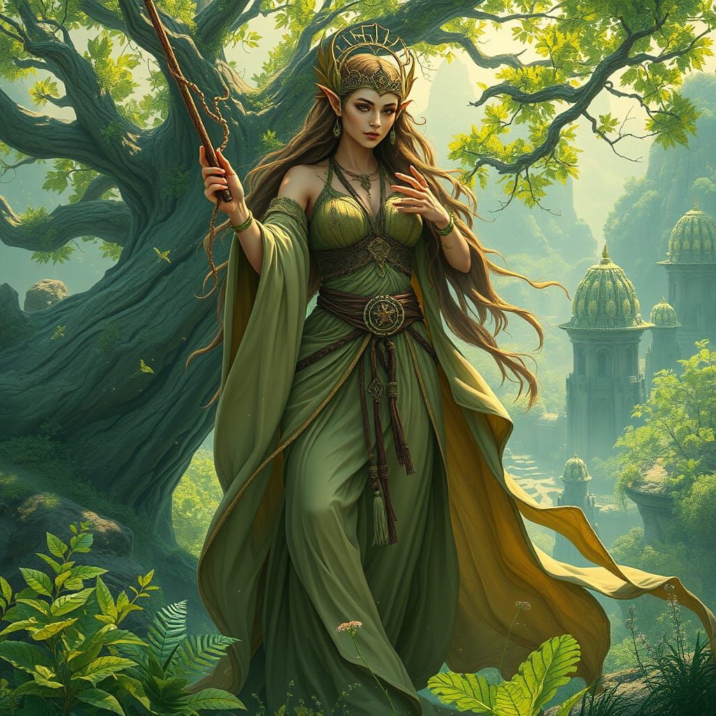 Gaia in Utopian Landscape, Digital Art