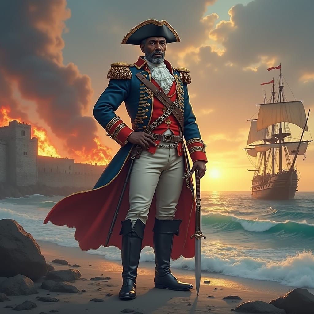 Regal Portrait of Captain Pedro Cortijo in 18th-Century Span...