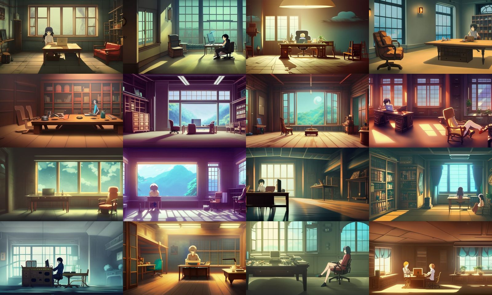 Anime Style Empty Boss Office Concept Art