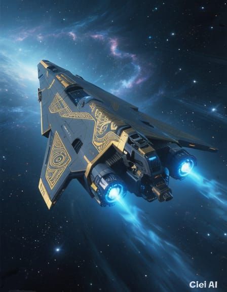 Intrepid Starship Glides Through Cosmic Void