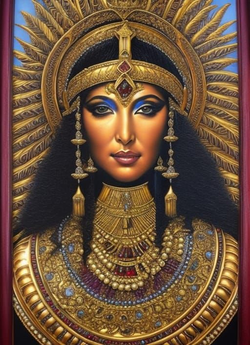 Cleopatra in Gold and Jewels: Hyperrealistic Baroque Portrai...