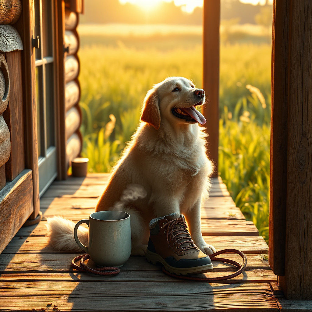 Labrador Retriever Basking in Golden Morning Sunlight