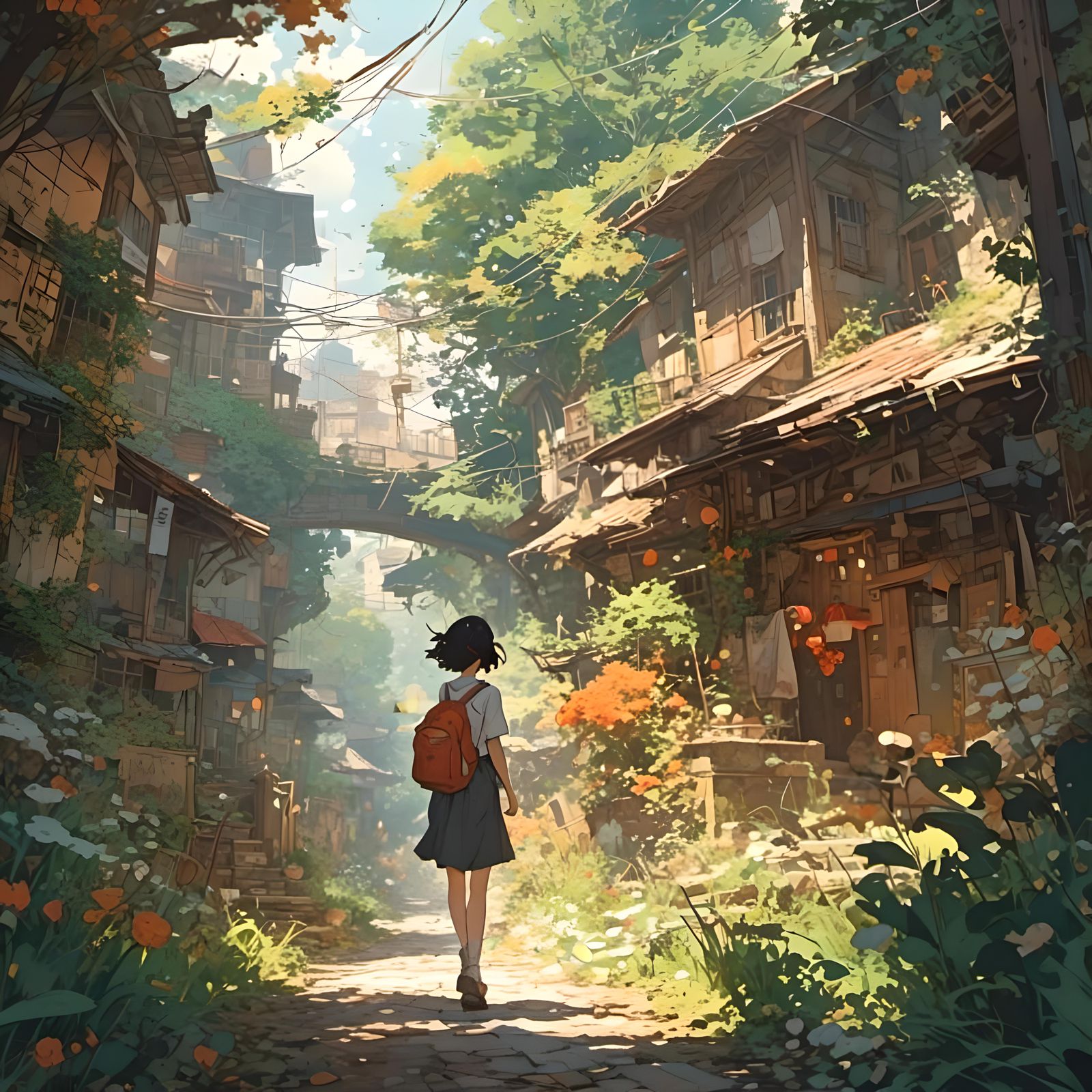 Isekai World: Beautiful Woman in Anime-Inked Style