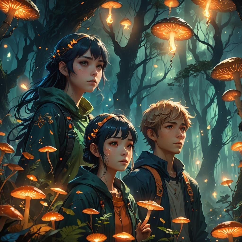 Emo Anime Siblings: Detailed Digital Painting