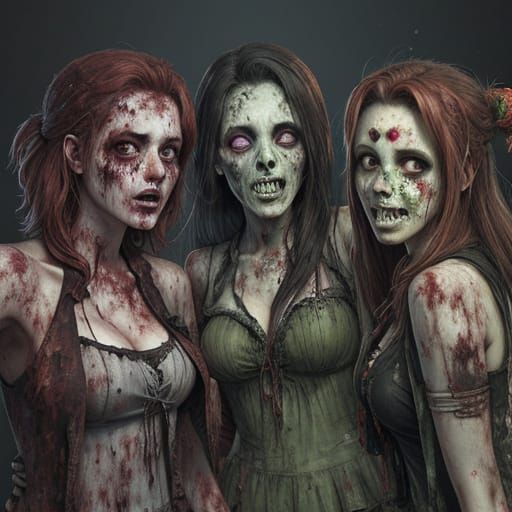 Zombie Party Girls Enjoying Their Unlife