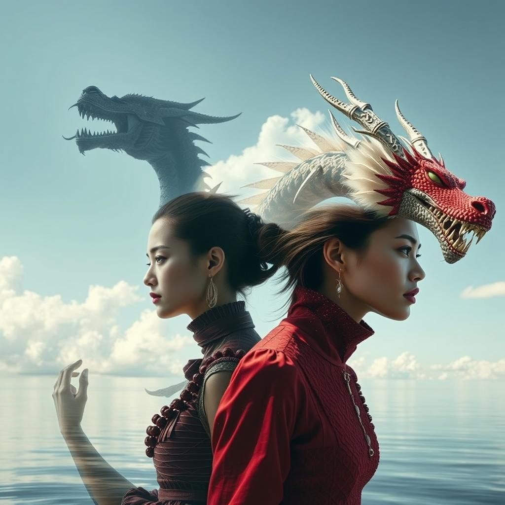 Surreal High Fashion Double Exposure in Vogue Style