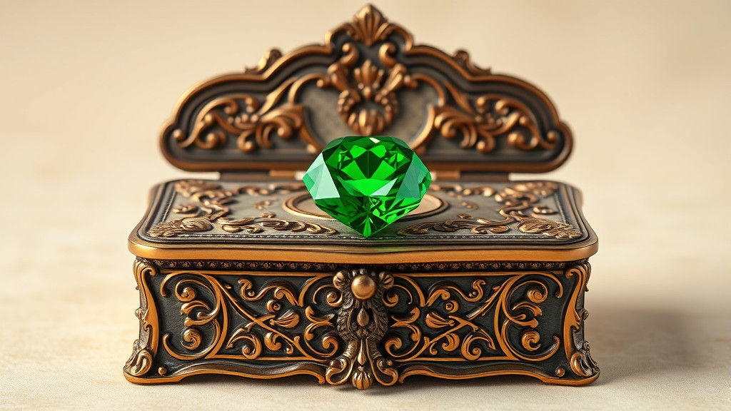 Green Diamond on Antique Stationery Box