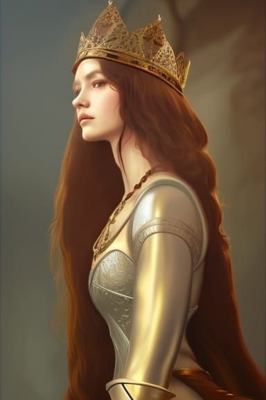 Medieval Queen Portrait in Hyperdetailed Concept Art