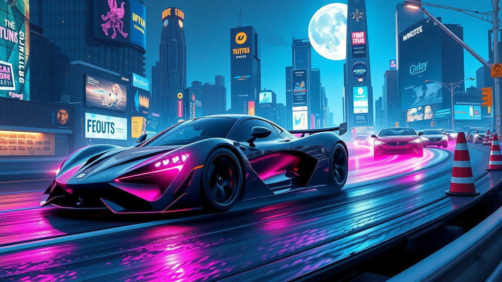 Futuristic Supercar in Neon Metropolis