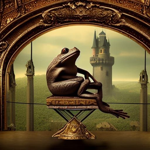 Frog Man King on Throne: Epic Digital Painting