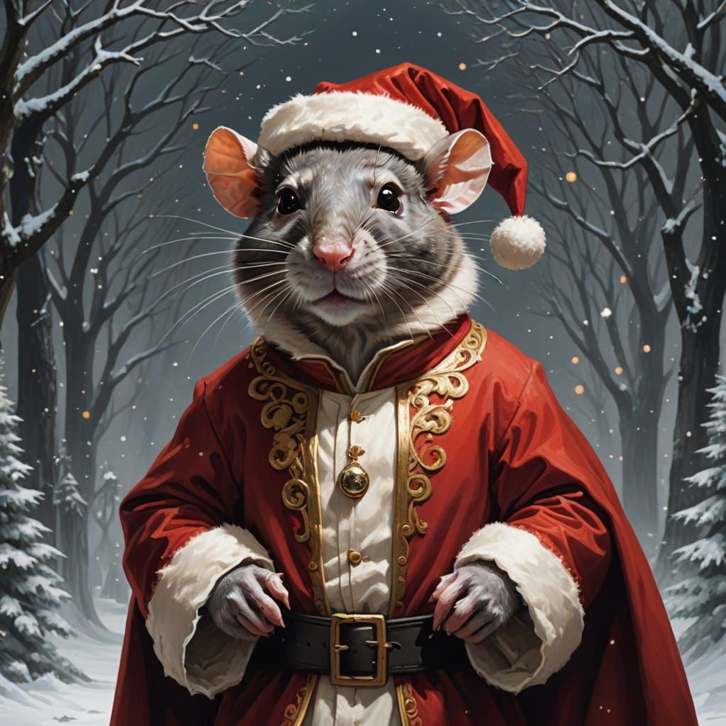 English Rat God in Santa Attire