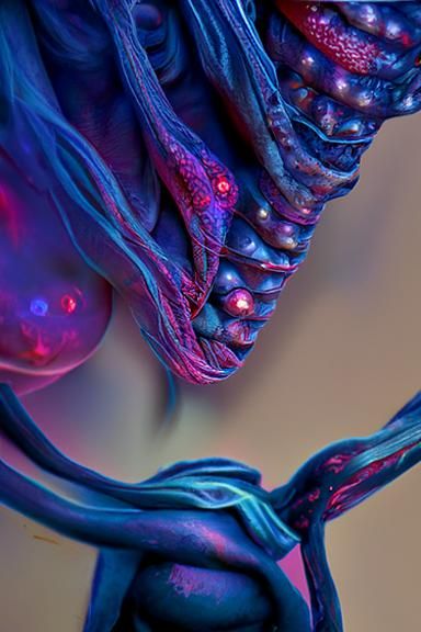 Girl in Biomechanical Scarf: Alien Cyberpunk Art