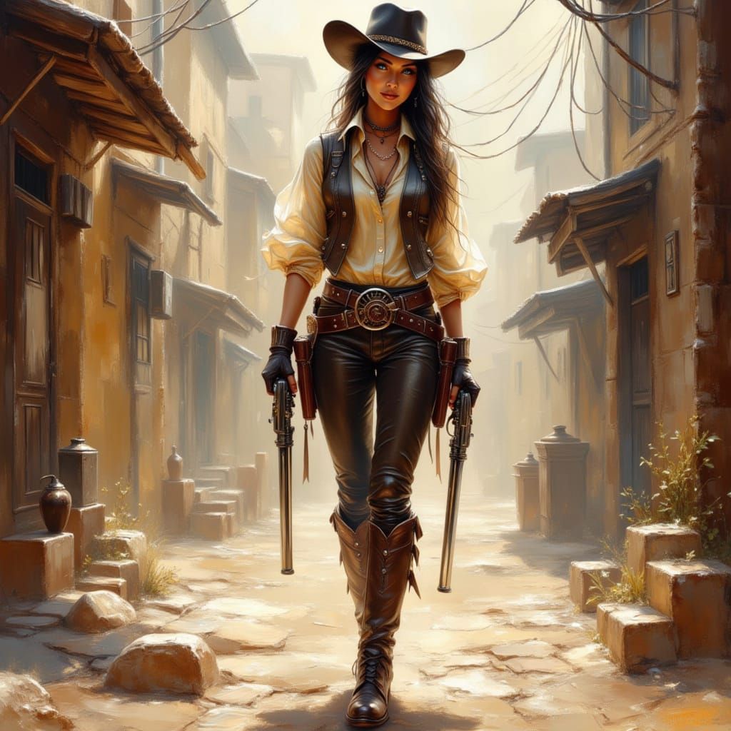 Steampunk Cowgirl in Old West Style