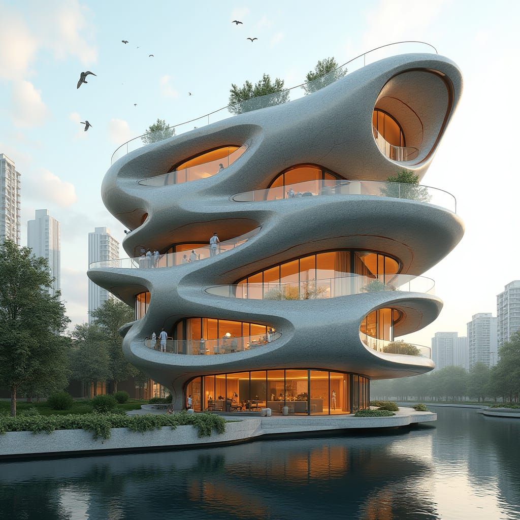 Futuristic Flower Building with Organic Design