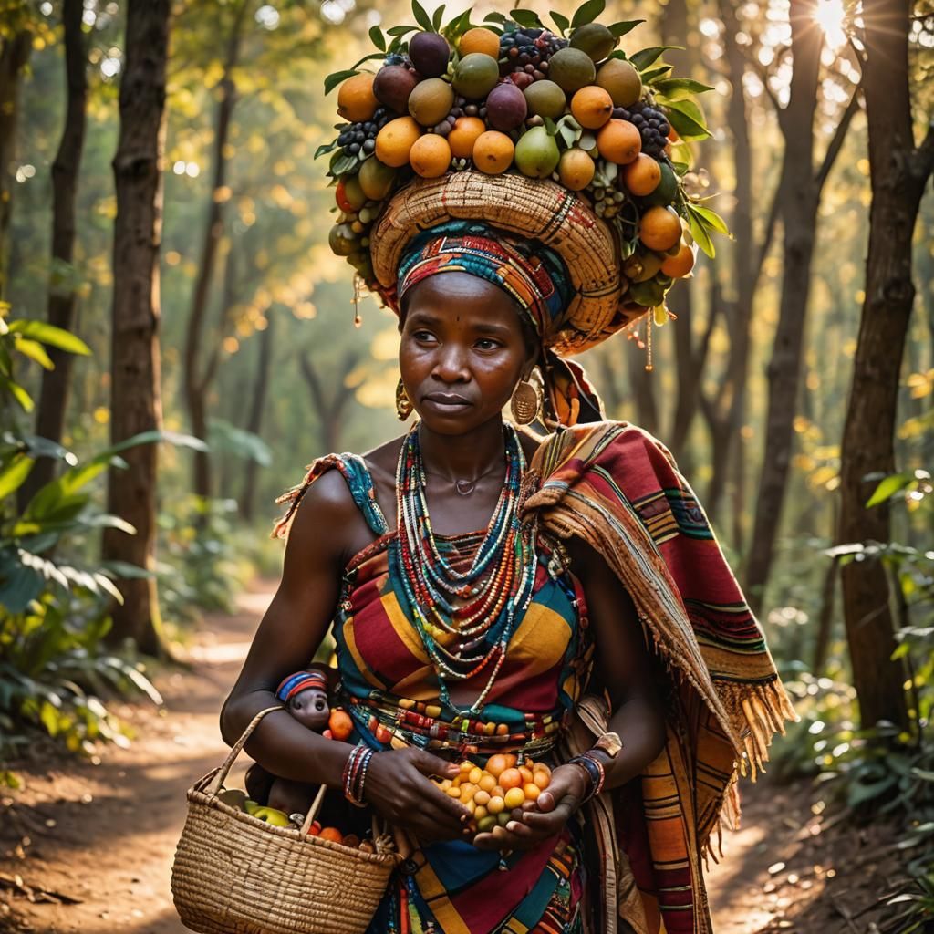 African Tribal Woman Portrait in Golden Light