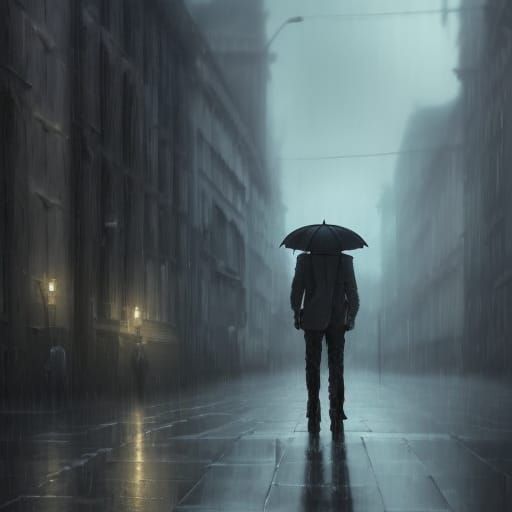 Gothic Rain: A Dark Fantasy Street Scene