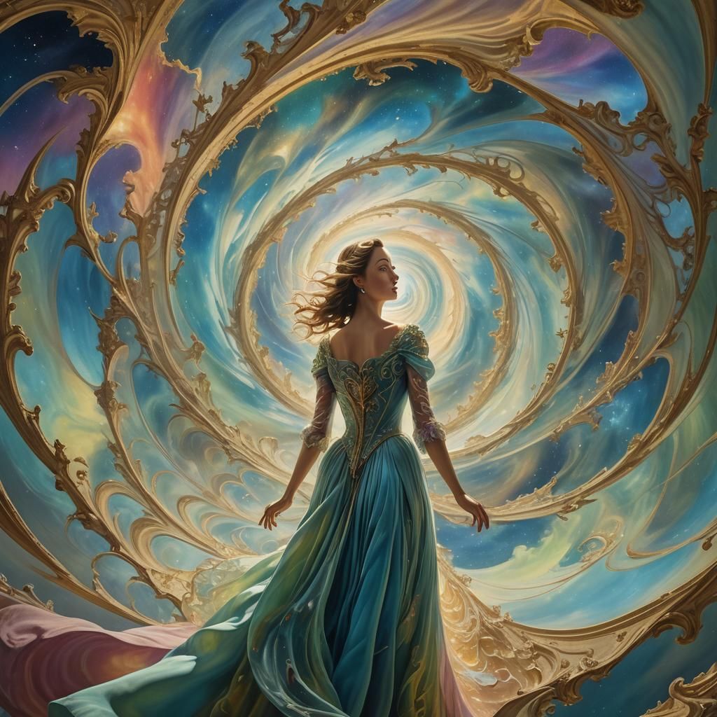 Baroque Vortex: A Surrealist Dreamscape in Vivid Color