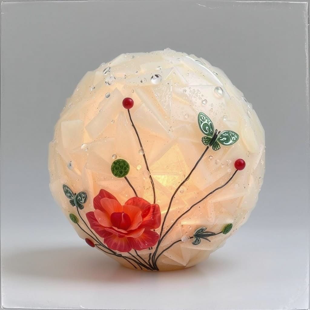 Vibrant Encaustic Glass Artwork in Royo Peca Style