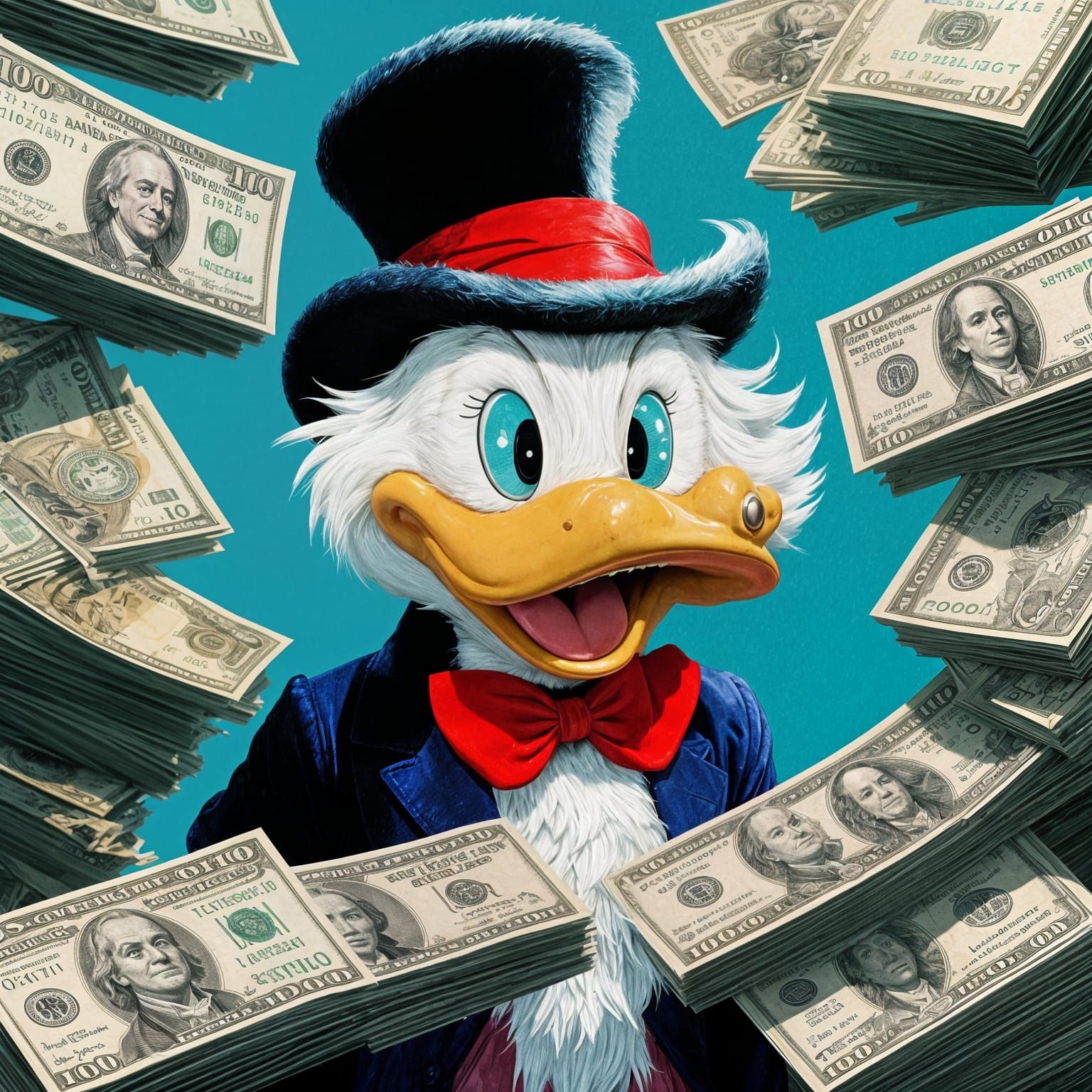 Scrooge McDuck in Money Tornado: Maximalist Painting