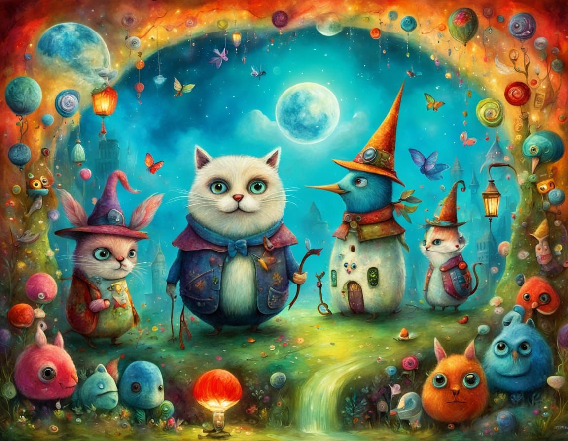 Whimsical Landscape Masterpiece in Vibrant Colors