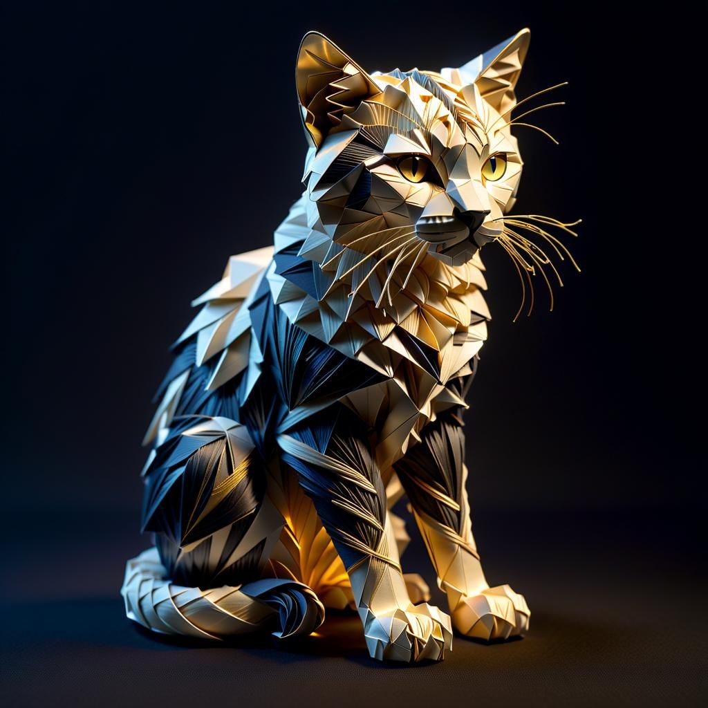 Hyperrealistic String Cat Sculpture: Intricate Detail