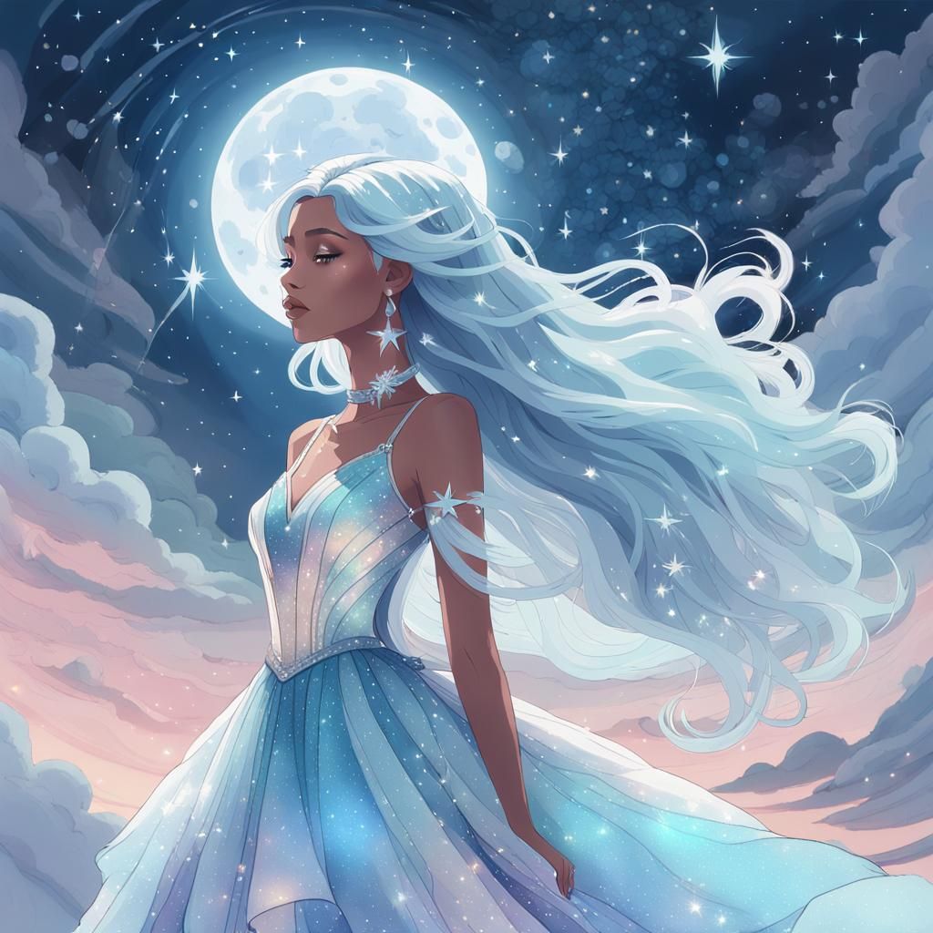 Celestial Woman in Pastel Hues, Anime Style