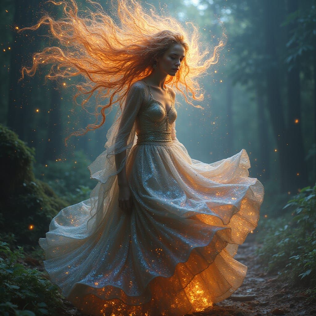 Ethereal Fractal Maiden of Light and Flame