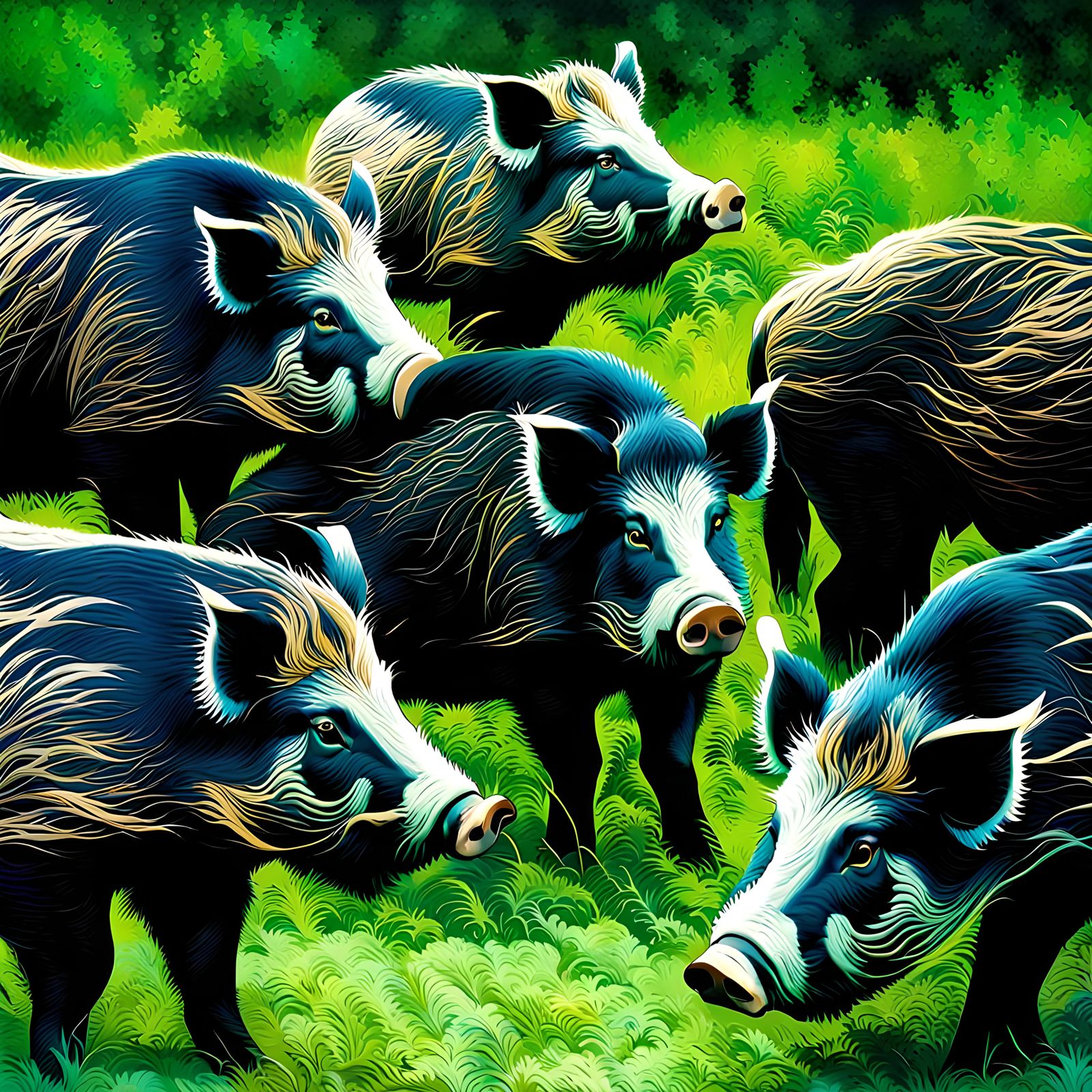 Multichromatic Boars with Square Heads
