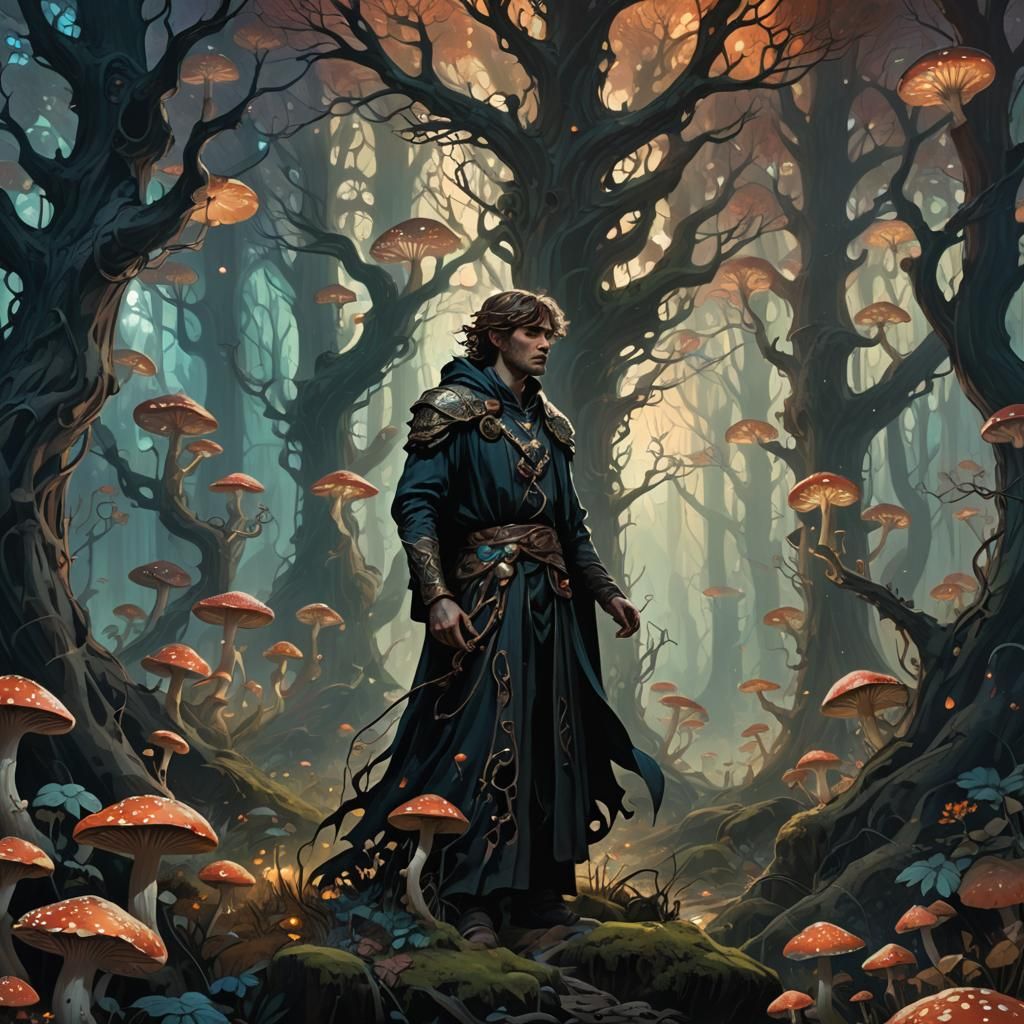 Mystical Forest Figure in Dark Fantasy Style