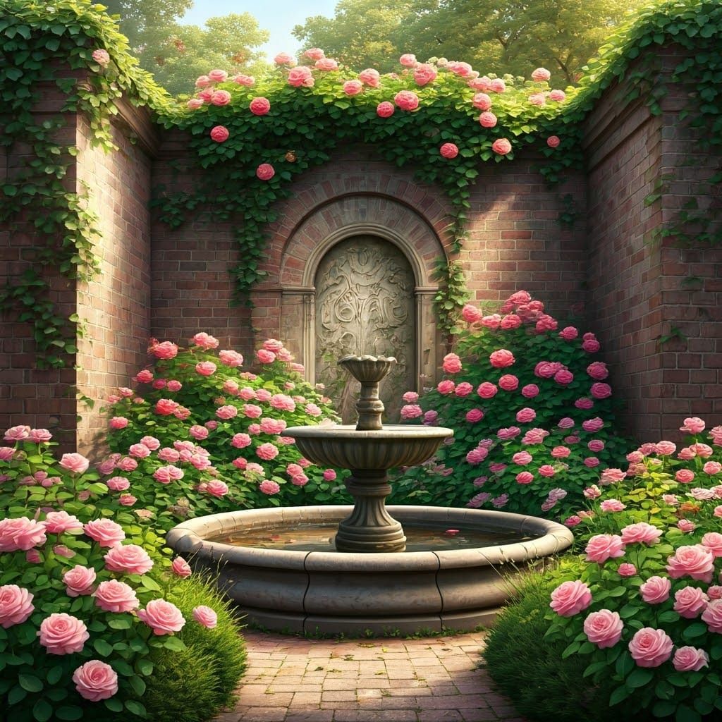 Enchanting Secret Garden with Blooming Roses