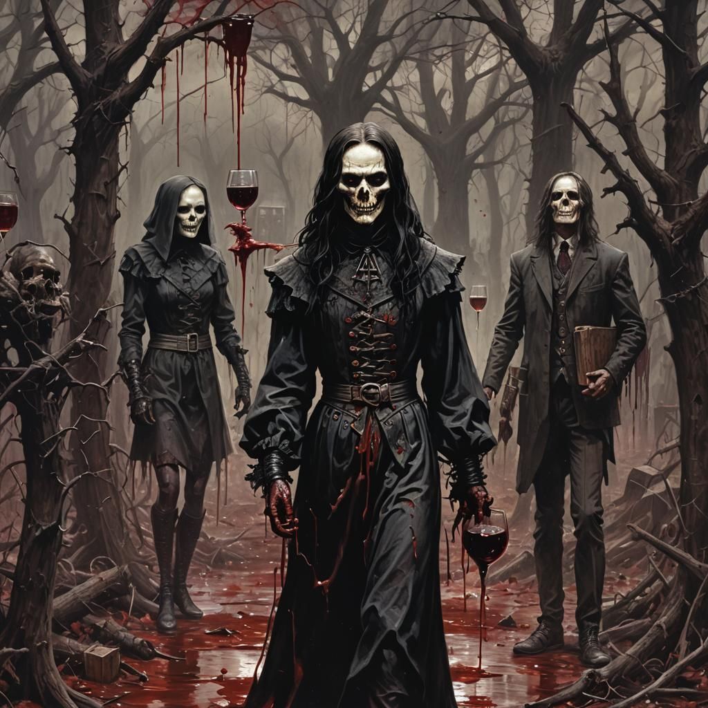 Gothic Horror Blood Wine: Sinister Artwork