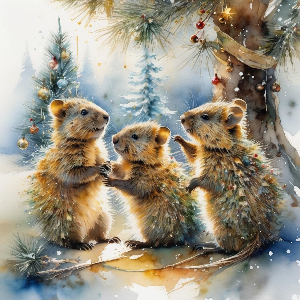 Quokka Family Christmas: A Watercolor Masterpiece